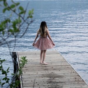 Luxxel Tulle Flower Mini Dress Pink